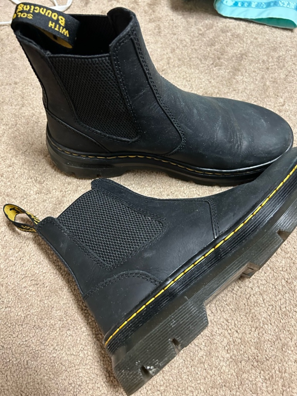 Dr. Martens Black Chelsea Boots with Yellow Welt